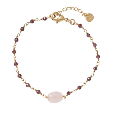Bracelet Universe doré - grenat & rose quartz