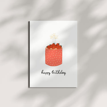 Carte pliante Birthday cake - Strawberry