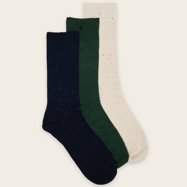 Pack de 3 paires de chaussettes - Moucheté marine, écru & vert