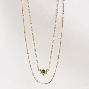 Collier double Spirit - doré et vert