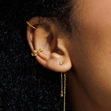 Faux piercing Jupiter - doré et cristal