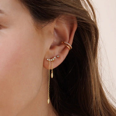 Boucles Long Gia - doré et cristal