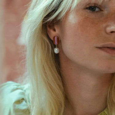 Boucles d'oreilles Isabella - Rouge / Lavande