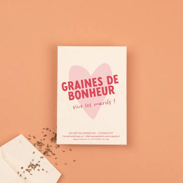 Sachet de graines - Graines de bonheur, vive les mariés!