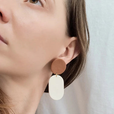Dolphin earrings - sienna and ivory