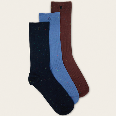 Pack de 3 paires de chaussettes - Moucheté multicouleur bordeaux bleu