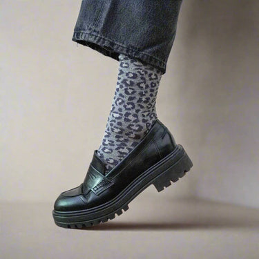 Chaussettes Glitter Lurex en lyocell | Léopard gris