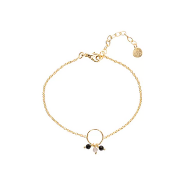 Bracelet Careful doré - Onyx noir Labradorite