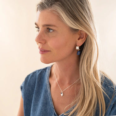 Boucles Honest argenté - Lapis lazuli