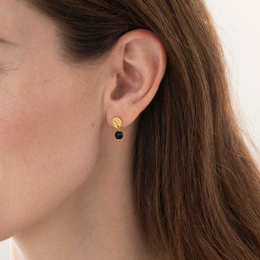 Boucles mini Coin doré - Onyx noir