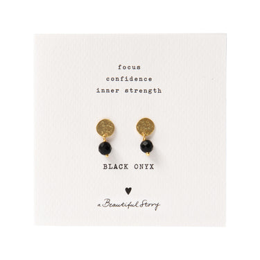 Boucles mini Coin doré - Onyx noir
