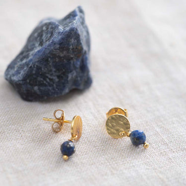 Boucles mini Coin doré - Lapis Lazuli