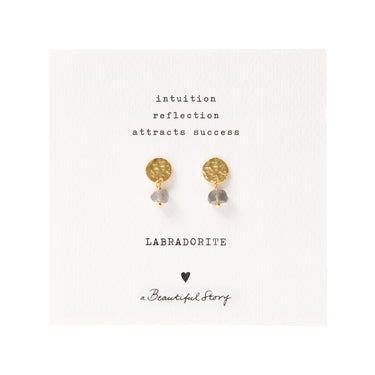 Boucles mini Coin doré - Labradorite