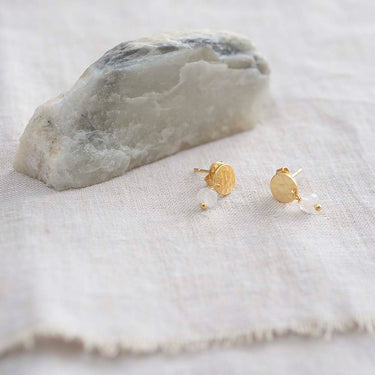 Boucles mini Coin doré - Pierre de Lune