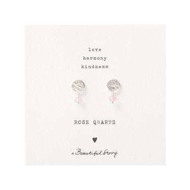 Mini Coin earrings - silver &amp; rose quartz 
