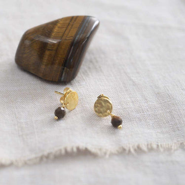 Boucles mini Coin doré - Oeil de tigre