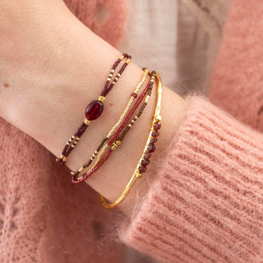Bracelet Glimmer doré - Grenat