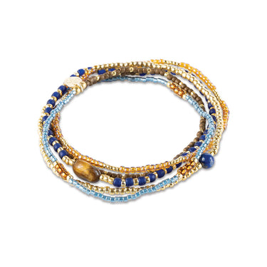 Bracelet Experience doré - Lapis Lazuli et oeil de tigre