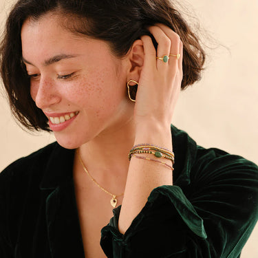 Bracelet Experience doré - Aventurine et quartz rose