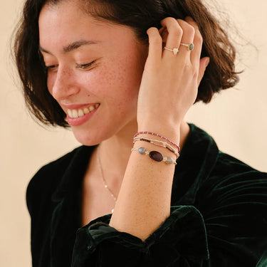 Bracelet Reflection argenté - Quartz rose