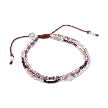 Bracelet Reflection argenté - Quartz rose