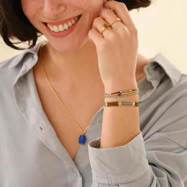 Bracelet Reflection doré - Lapiz Lazuli