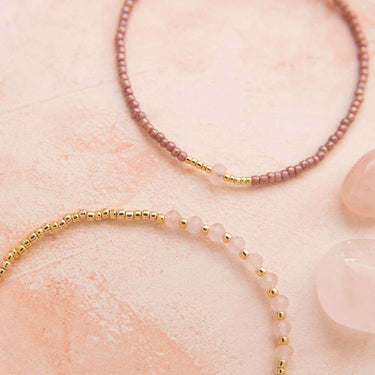 Bracelet Proud doré - quartz rose