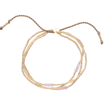 Shiny gold bracelet - rose quartz