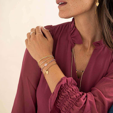 Shiny gold bracelet - rose quartz