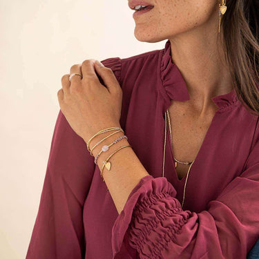 Bracelet Shiny doré - Quartz rose