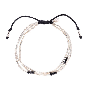 Bracelet Shiny argenté - Onyx noir