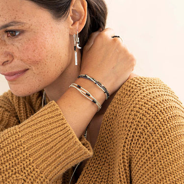 Bracelet Shiny argenté - Onyx noir