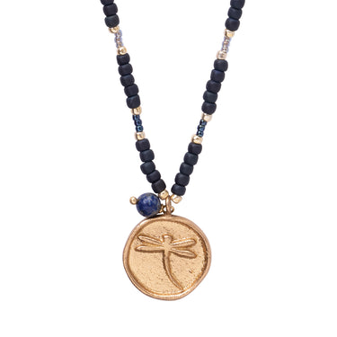 Collier Caring doré - lapis lazuli