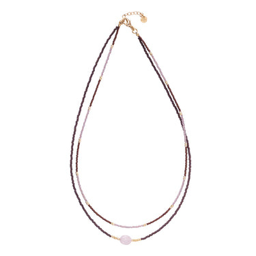 Collier Devotion doré - Quartz rose