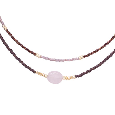 Collier Devotion doré - Quartz rose