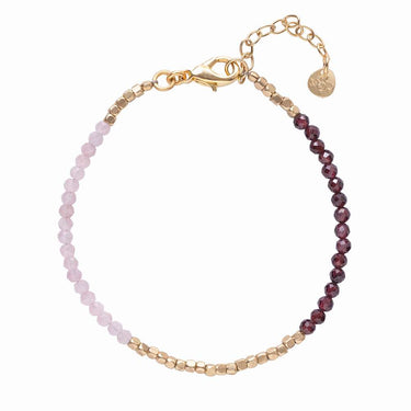 Bracelet Vivid doré - grenat & quartz rose