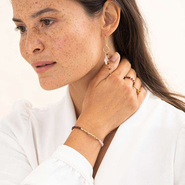 Bracelet Vivid doré - Grenat & Quartz rose