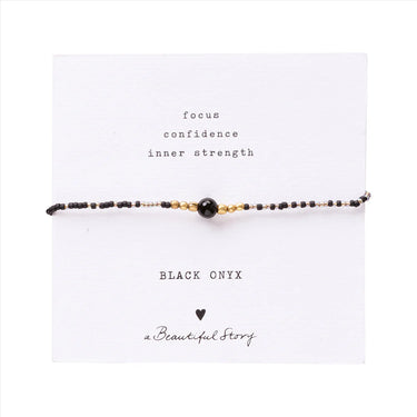 Bracelet Iris card doré - Onyx noir