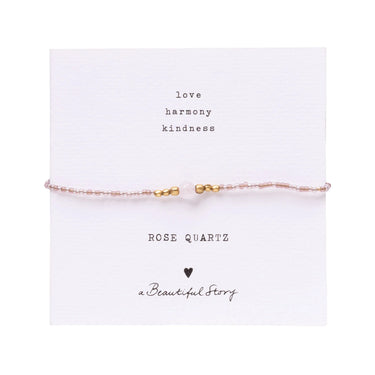 Bracelet Iris card doré - Quartz rose