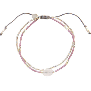 Bracelet Feeling argenté - Quartz rose