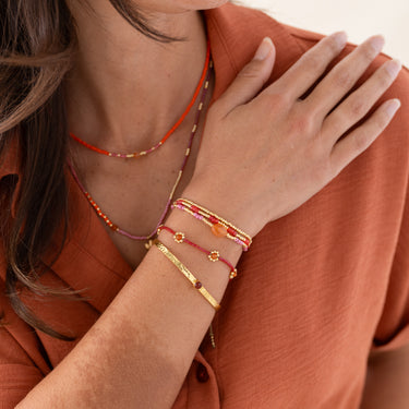 Bracelet Energetic doré - Cornaline (version rosée)