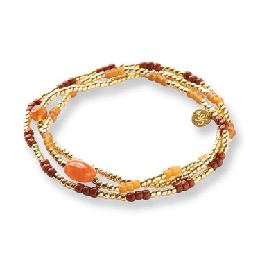 Bracelet Energetic doré - Cornaline (version orangée)