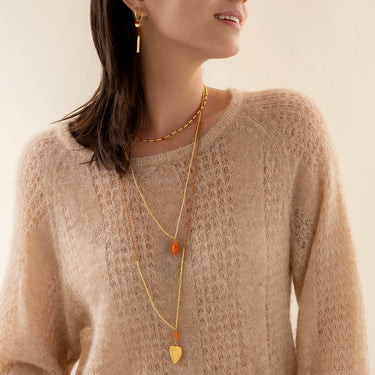 Collier Primary doré - Cornaline