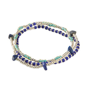 Bracelet Stream argenté - Lapis lazuli