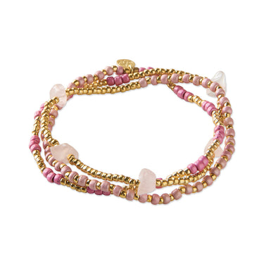 Bracelet Stream doré - Quartz rose