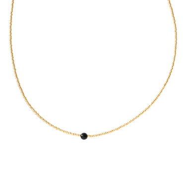 Collier Flora doré - Onyx noir