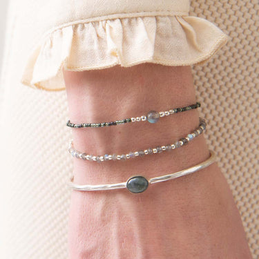 Bracelet Iris card argenté - Labradorite