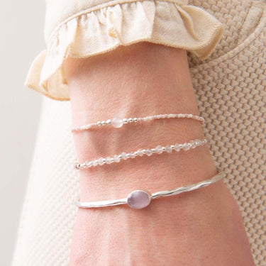 Silver Iris bracelet - rose quartz 