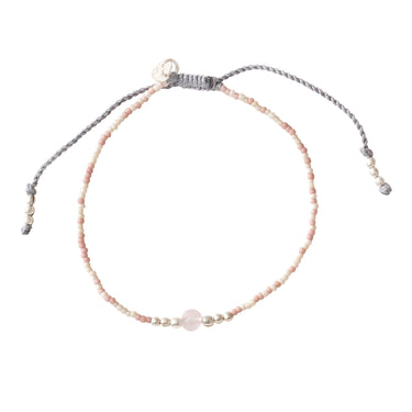 Silver Iris bracelet - rose quartz 
