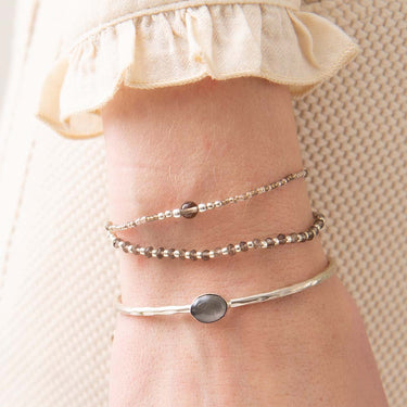 Bracelet Iris card argenté - Quartz fumé